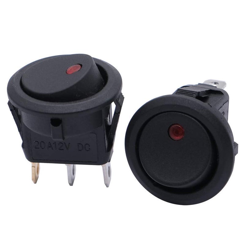 mxuteuk 12pcs 12V Lighted Round Rocker Switch Toggle Switch Red LED SPST On-Off Switch 20A for Car Truck Control KCD2-102N-R - Image 5